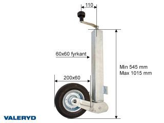 Automatstödhjul 60mm fyrkant, stålfälg, Fullgummihjul 200x60mm. Belastning 200kg Automatstödhjul 60mm fyrkant, stålfälg, Fullgummihjul 200x60mm. Belastning 200kg