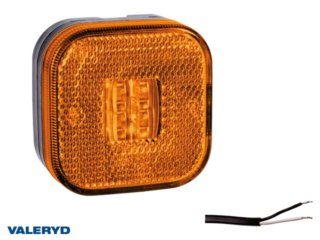 LED Sidomarkeringslykta Valeryd 62x62x27 gul med reflex 12-30V inkl. 450mm kabel