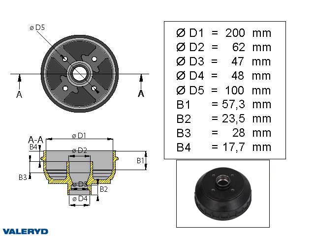 Bromstrumma 200x50 4x100 AL-KO inkl. mm-lager