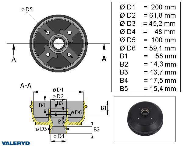 Bromstrumma 200x50 4x100 AL-KO inkl. tum-lager
