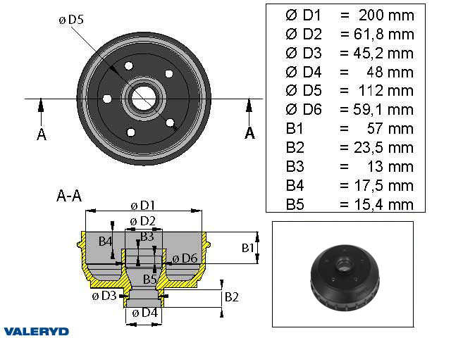 Bromstrumma 200x50 5x112 AL-KO inkl. tum-lager