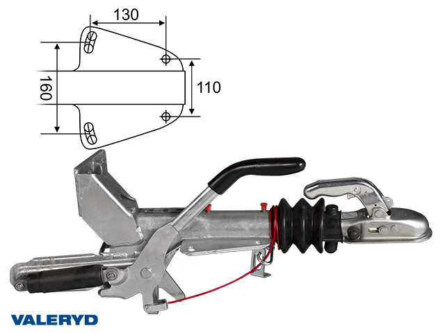Påskjutsbroms Knott, V. KFL12-A, utf. GF, 750-1300 kg med konsol för stödhjul