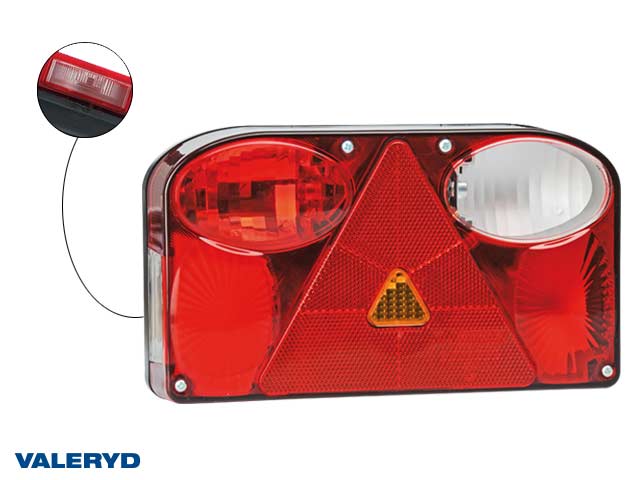 Baklampa Valeryd Hö 238x138x55mm Reflex, skyltbelysning, Dimljus & backljus. 7-pol AMP anslutning