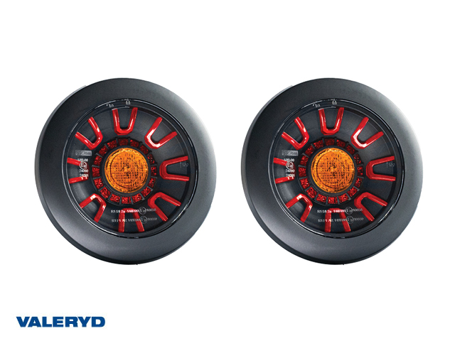 LED Baklampa SCANDI-313 svart Valeryd Höger/Vänster Ø155×39mm 12-36V, 1m kabel (2-pack)