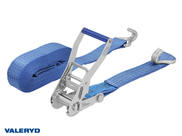 Spännbandsset 50mm med dubbla J-krokar. Längd 0,5+7,5m. 2500 daN