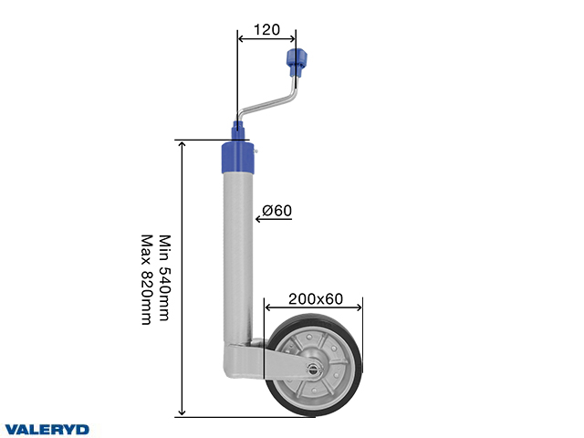 Stödhjul Ø60 mm varmgalvaniserad 500 kg 200x55 mm