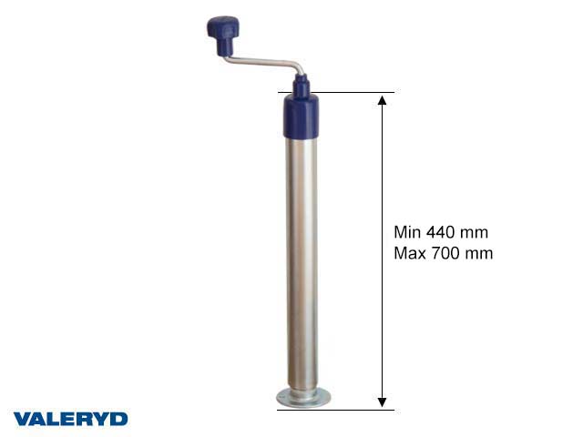 Stödben Ø48mm. 440mm med fotplatta och vev