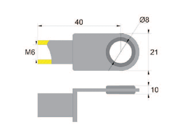 Fästögla för gasfjäder; L=40; M6