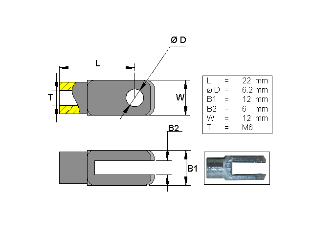 Gaffelhuvud; L=22; M6