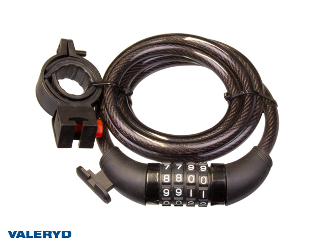 Kombinationslås till MC/Cykel mm. Plastöverdragen wire. Inkl. hållare för montering